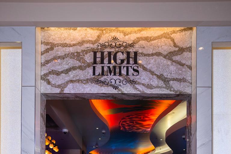 The high limits sign above the doorway to the high limits room