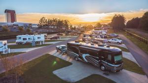 The sun sets over the Wind Creek Atmore RV park